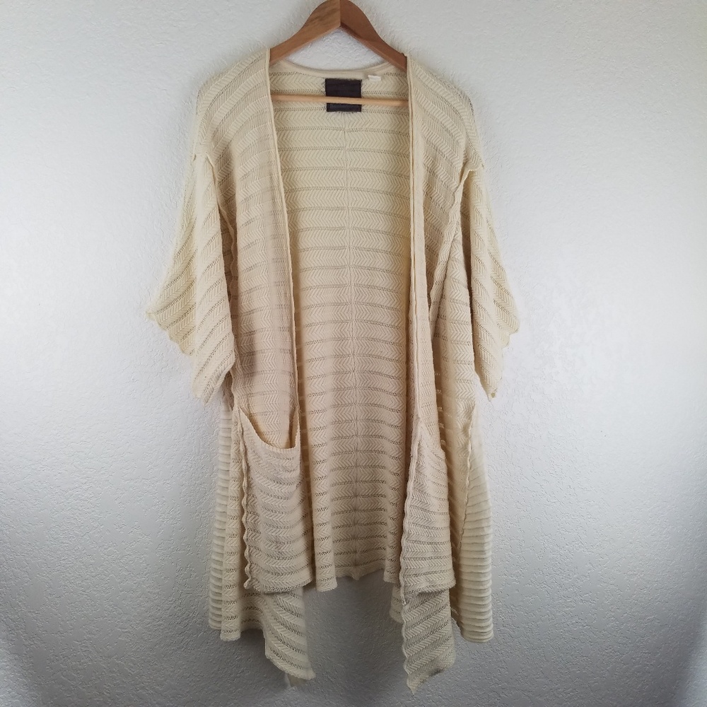 Anthropologie Ivory Cream Ruffle Cardigan Sweater